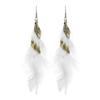 Bohemian Blue Peacock Feather Long Tassel Earrings Ethnic Unique Dangle Drop Earrings For Women Fashion Jewelry