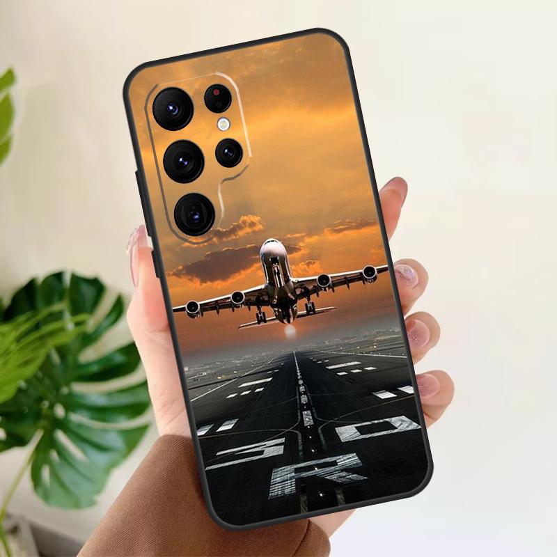 Airplane Plane Aircraft Soft Case For Samsung Galaxy S25 S21 S22 S23 S24 Ultra S9 S10 Plus S20 FE S24 FE Phone Cover