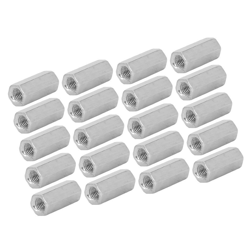 20 Pcs Hex Coupling Nut M6x1 L25mm Stainless Steel Threaded Rod Connectors for Bolts Studs Mechanical Screws