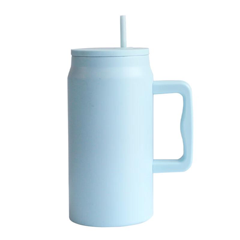 ZISIZ Large Stainless Steel Tumbler with Handle and Straw