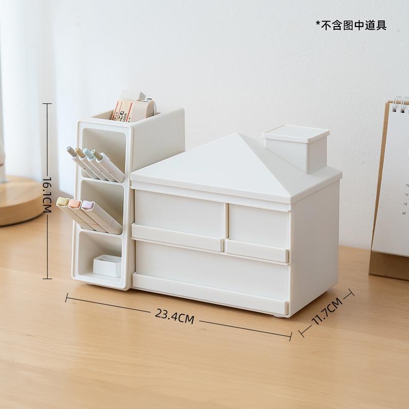 Small House Pen Holder Creative Storage Box Large Capacity Marker Pen Storage Oblique Pen Holder