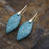 New hot-selling European and American bohemian natural stone leaf pendant earrings retro jewelry