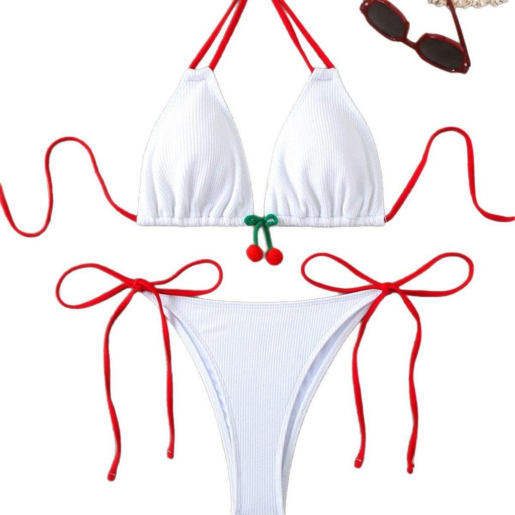 2025 Black and White Stripe Strapless Bubble Swimsuit Bikini for Women