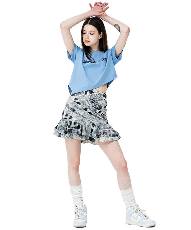 Leoninghai Draping Frill Skirt [Gray]