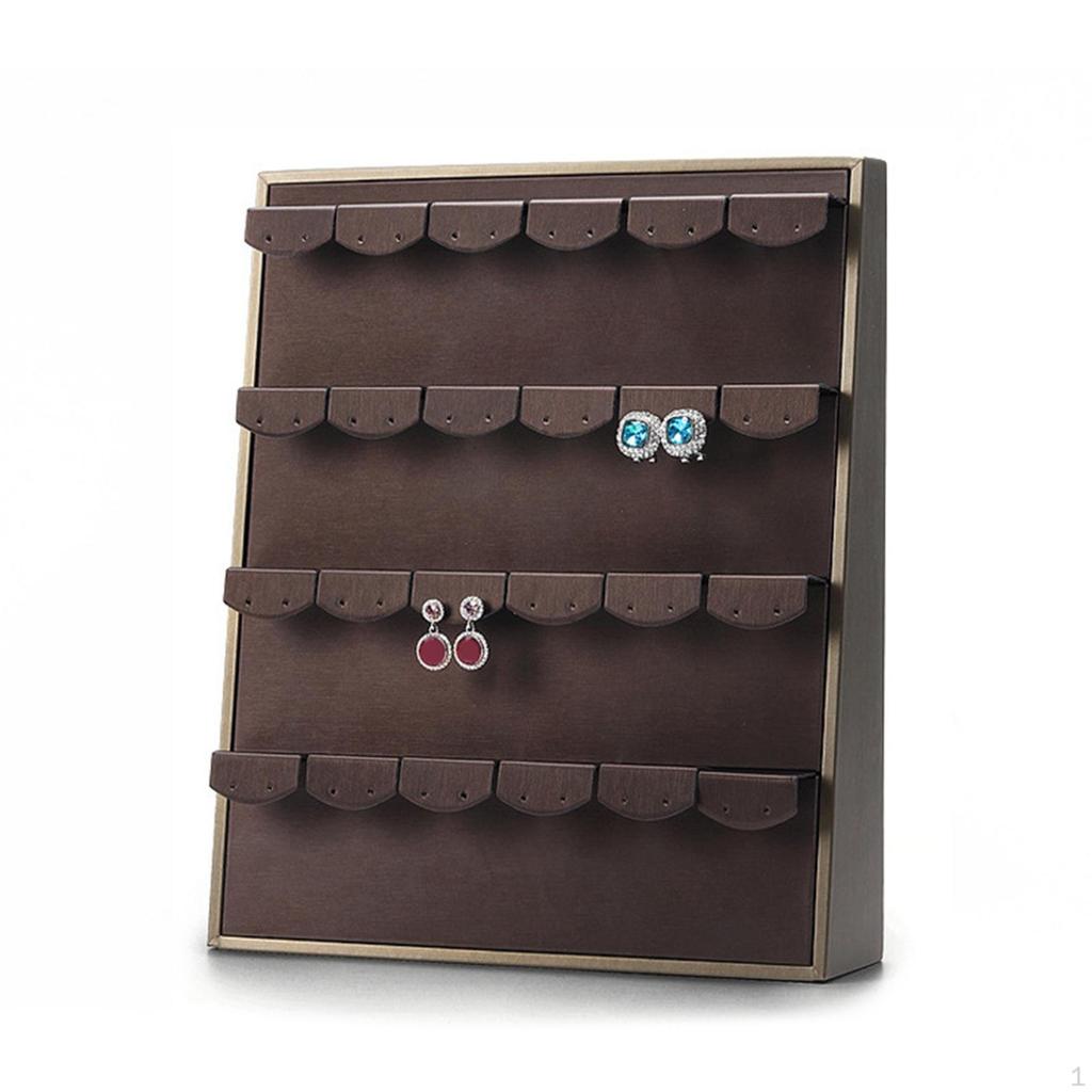 Vertical Jewelry Display Tray Holder Large Capacity PU Leather Stand Rack for Boutique, Home