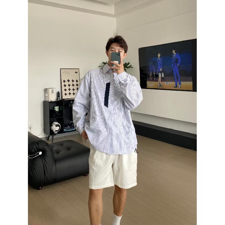 

Рубашка с длинным рукавом с буквенным принтом 2024 года в японском стиле в стиле Гонконга, свободная рубашка для мальчиков, летнее модное универсальное повседневное пальто 2XL светло-синий