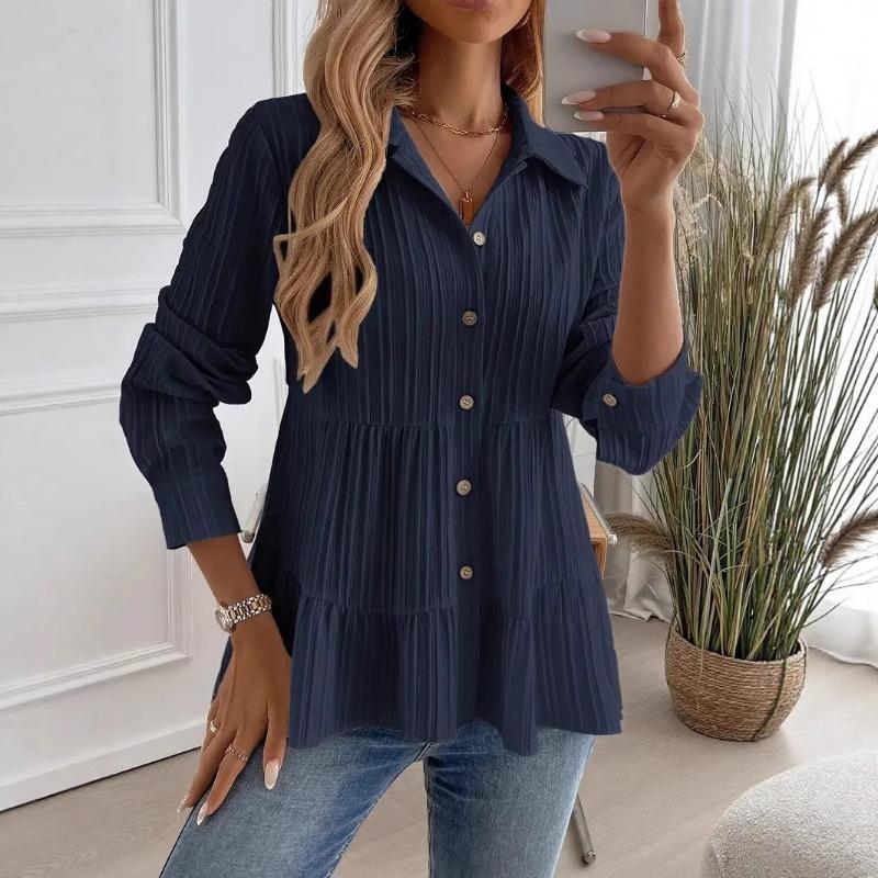 Women Solid Color Fashionable Comfortable Casual Long Sleeve Shirt