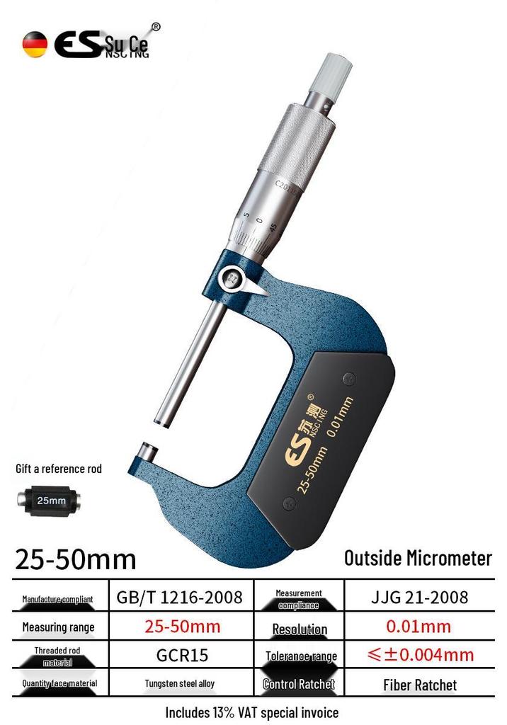 High-Precision Micrometer Gauge for Outer/Inner Diameter & Thickness Measurement