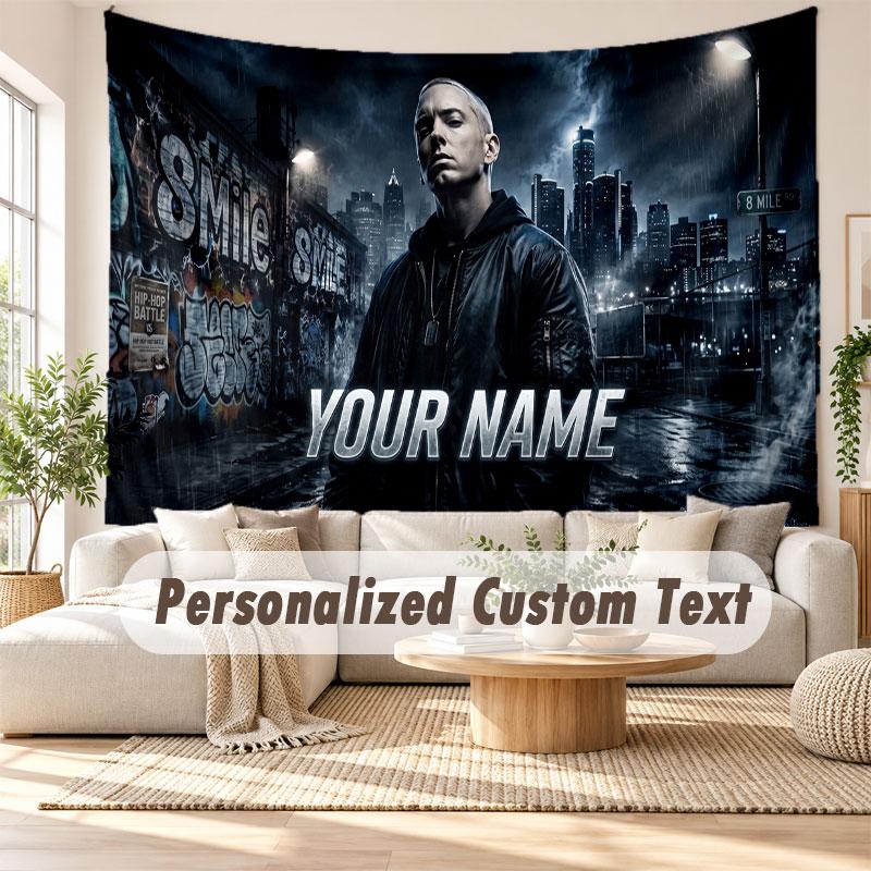 Custom Name Wall Hanging Tapestry,Eminem Decorative Backdrop Tapestry For Dorm Home