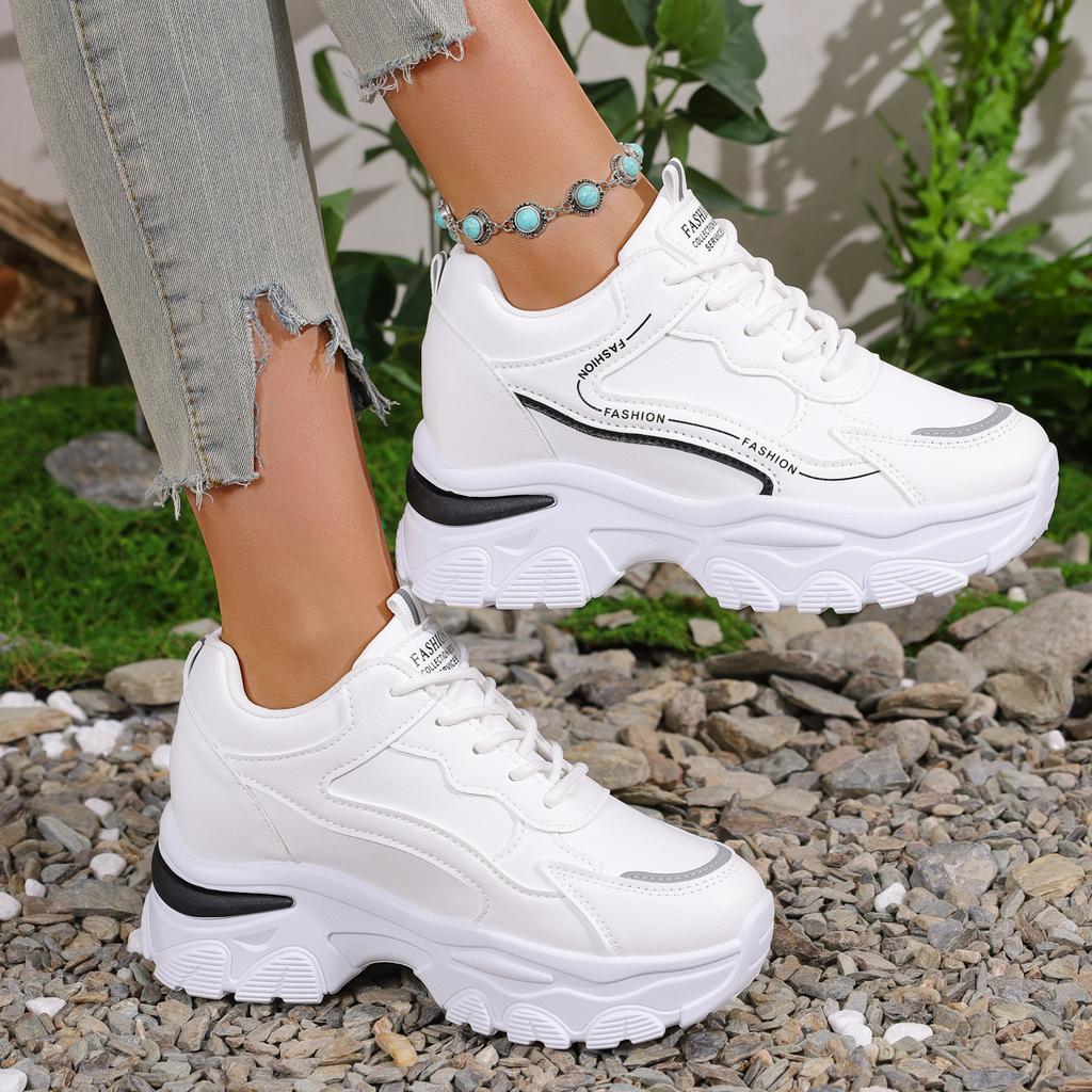 Spring And Autumn Elegant Lace Up Round Toe Sports And Leisure Shoes Fashionable And Comfortable A New Type Of Women'S Shoes
