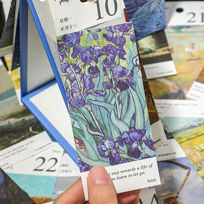 2026 Tischkalender Vintage Ölgemälde Inspirierende Zitate Einseitiger Umblätterkalender Tagesplaner