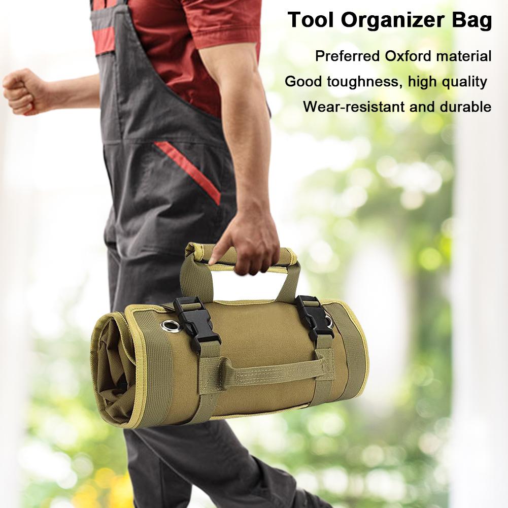 Multi-Pocket Tool Bag Portable Roll Up Tool Bags Oxford Cloth Hardware Tools Pouch Space-Saving Tool Organizer Carrier Bag