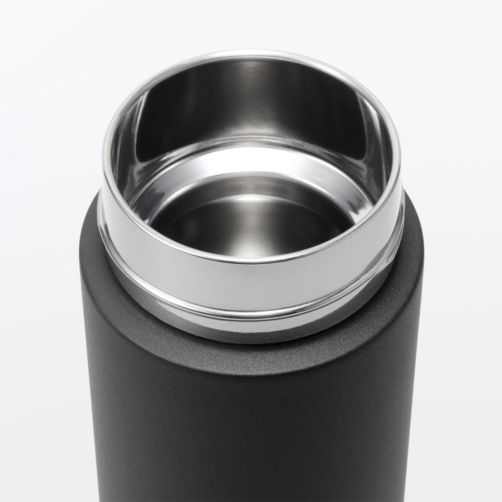 MUJI Vacuum Insulated Insulated 76049135 Bottle, One-Touch Type, 500mL, Black,