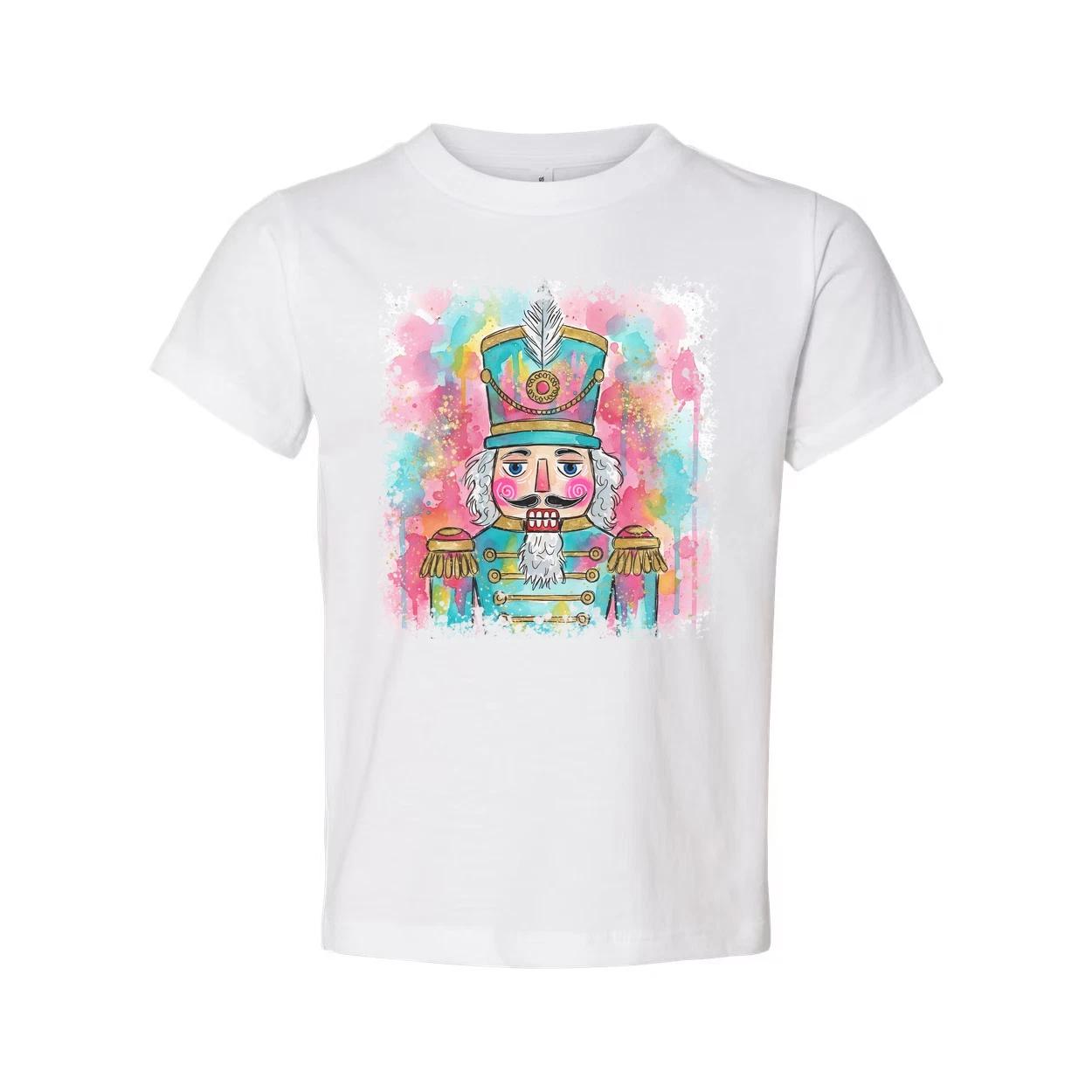 

Colorful Watercolor Nutcracker Soldier Graphic T Shirt For Unisex Christmas Cele 3XL