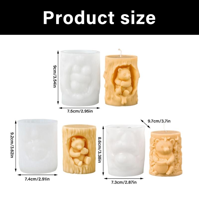 Lovely Bear Candle Mould Silicone Molds Ornament Molds Castings Molds Cartoon Animal Plasters Molds Craft Supplies