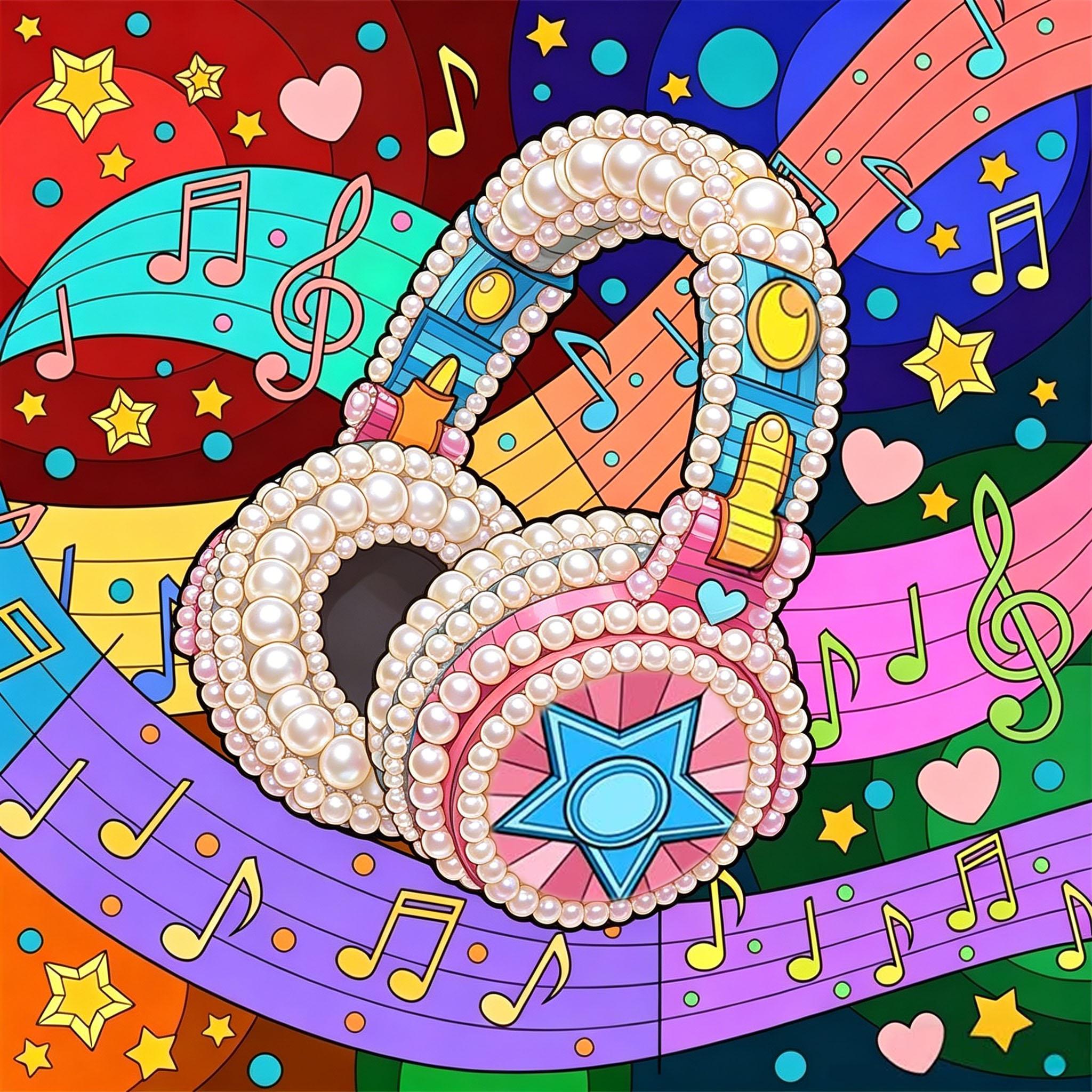 

DIY Handmade Headphones Pearl Art Kit 30x30cm Frameless Floral Pearl Diamond Painting, Creative Craft Kit for Home Wall Decor & Hobby Lovers 30x30cm