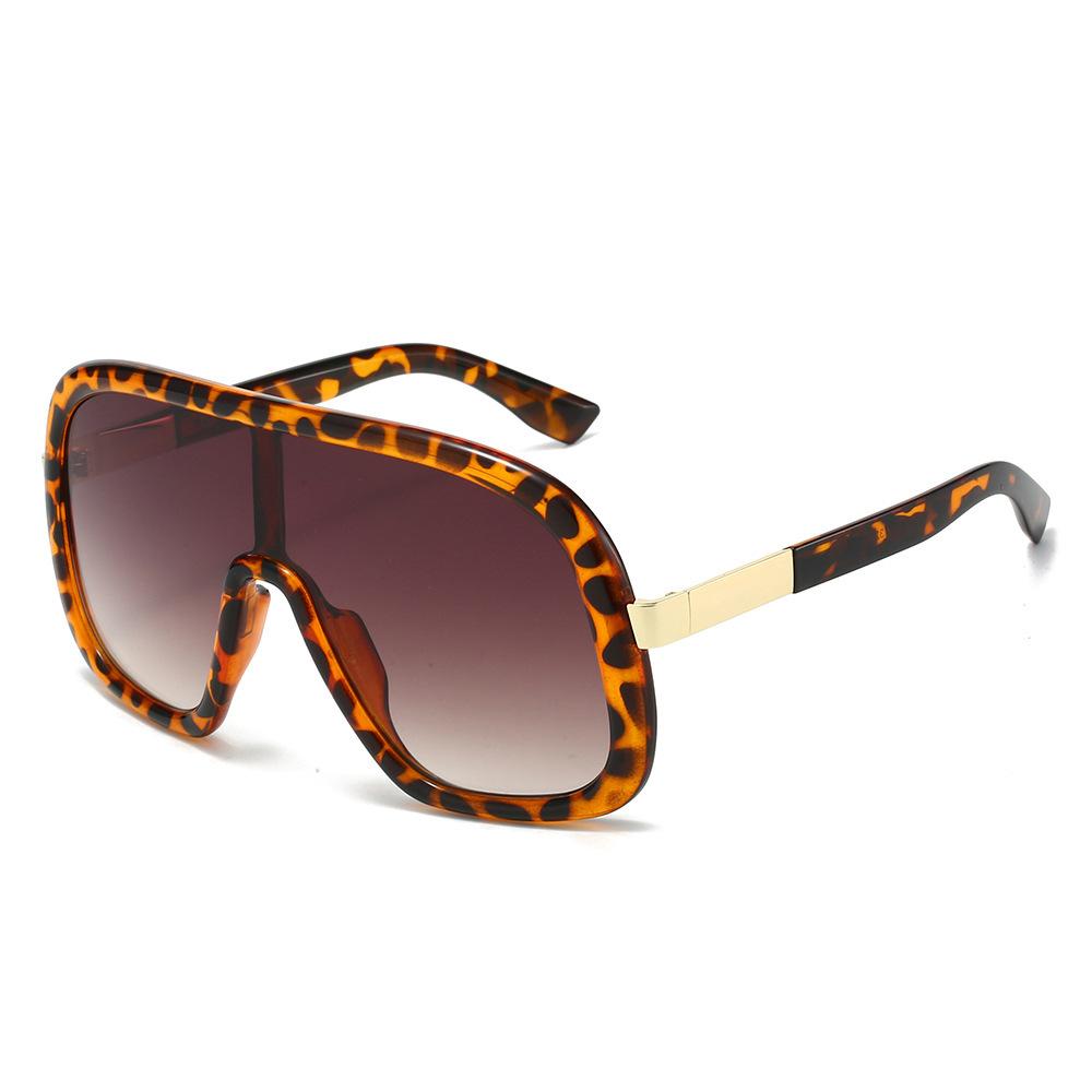 Retro Oversized Leopard Gradient Square Women Sunglasses  Punk Popular Luxury Brand Design Men Sun Glasses Uv400