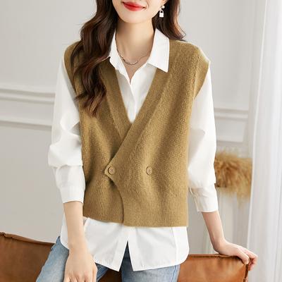 Gilet tricoté pour femme, tenue d'automne, vêtements d'extérieur, pull tendance, cardigan