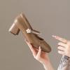 Sweetheart rhinestone word with Mary Jane shoes women's new light mouth thick heel single shoes with skirt high heels