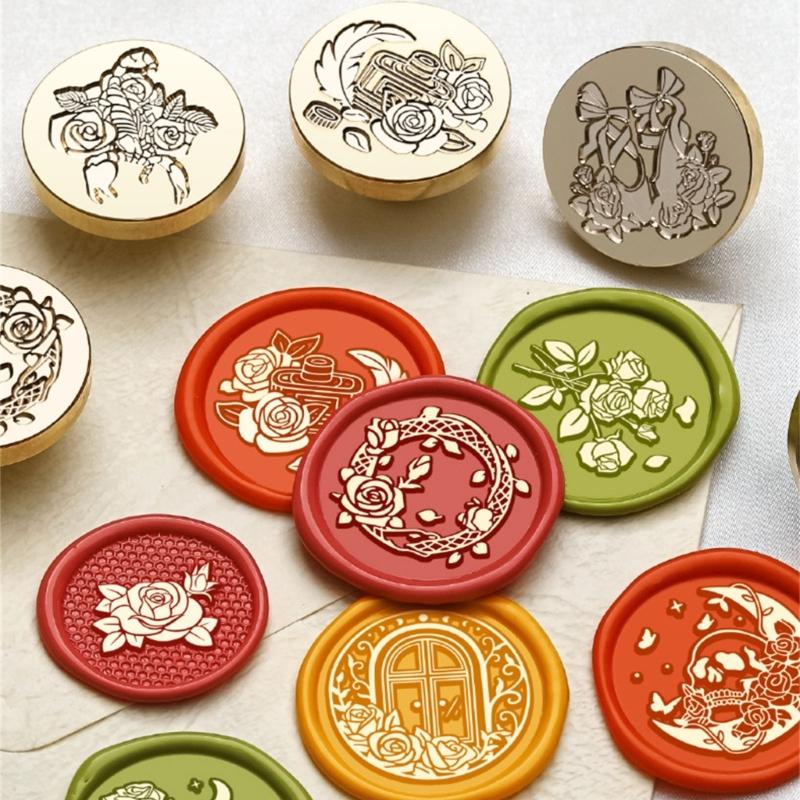 Card Wax Stamp Head Replacement Envelope Sealing Greeting Card Embossed Sealings Wax Stamp Head Brass Sealing Stamp Head