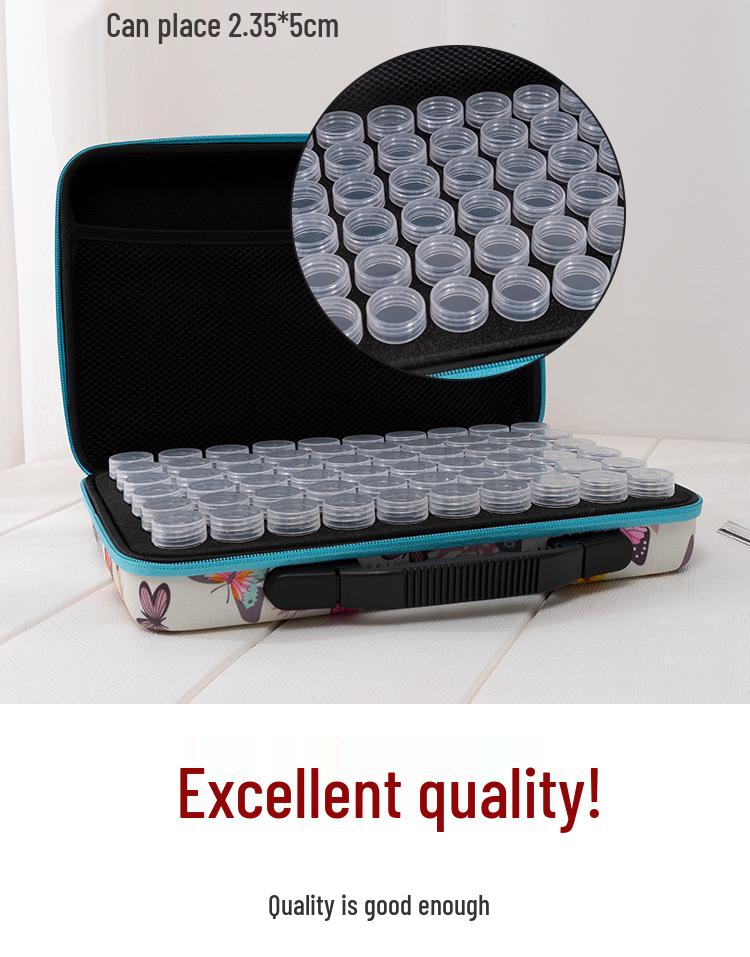60-Grid Storage Bag for Diamond Painting Drills with Bottles and Dotting Tool Kit