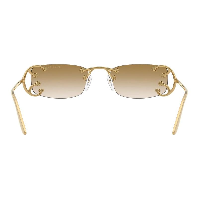 Prada Gafas de sol rectangulares de metal con logo de marca para mujer, doradas