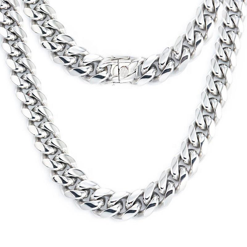 Fashionable Hip Hop Accessory Punk Versatile Gold Plated Polished Cuban Chain Stainless Steel Trendy Unisex Necklace