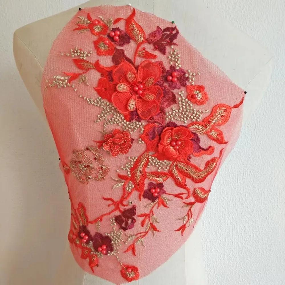 Elegant Colorful Sequined Embroidery Patches 3D Flower DIY Lace Fabrics Applique Sequins Patches Dresses