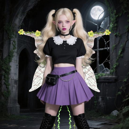 Yousheng Elf Wings Performance Props with Hanging Tassels 3D Plant Decorations Forest Fairy Costume Accessories