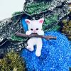 Yousheng 1 Set Fish Tank Decoration Exquisite Mini Cat Statue Ornament with Small Floating Ball Aquarium Accessories