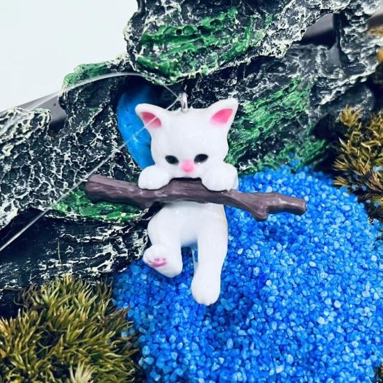 Yousheng 1 Set Fish Tank Decoration Exquisite Mini Cat Statue Ornament with Small Floating Ball Aquarium Accessories