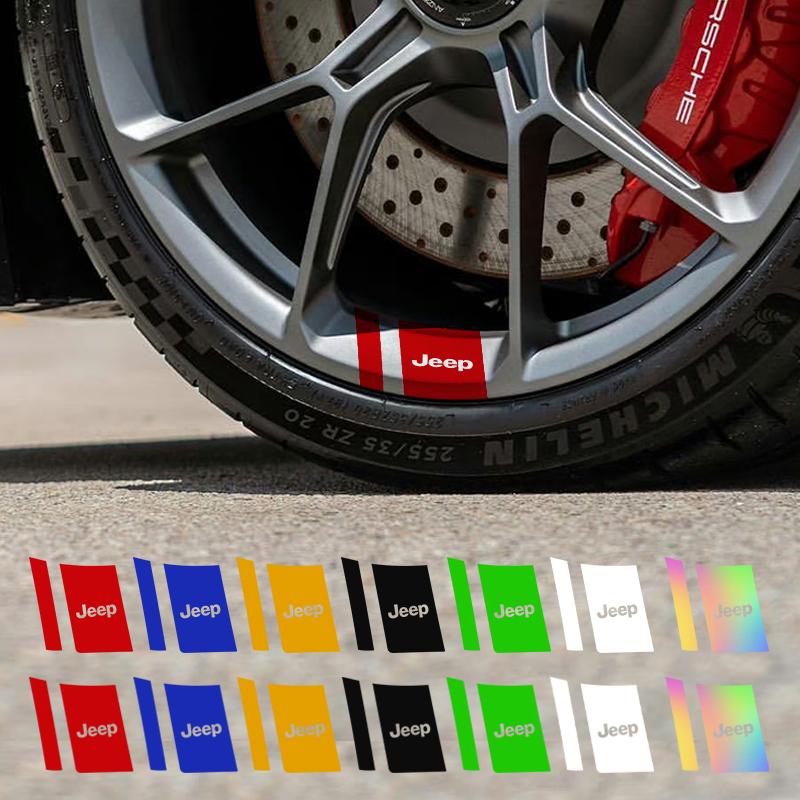 DIY Reflective Jeep Car Wheel Rim Stickers Waterproof Hub Decals for Renegade Wrangler JK Grand Cherokee Car Decor Accessories ALP1