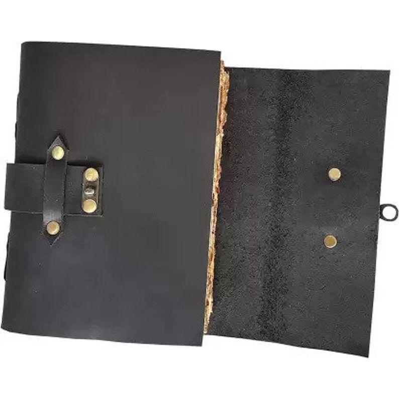 Vintage Leather Journal - Lock Closure, Book of Shadows, Grimoire Journal, Travel Writing Notebook, 240 Pages Antique Deckle Edge Paper