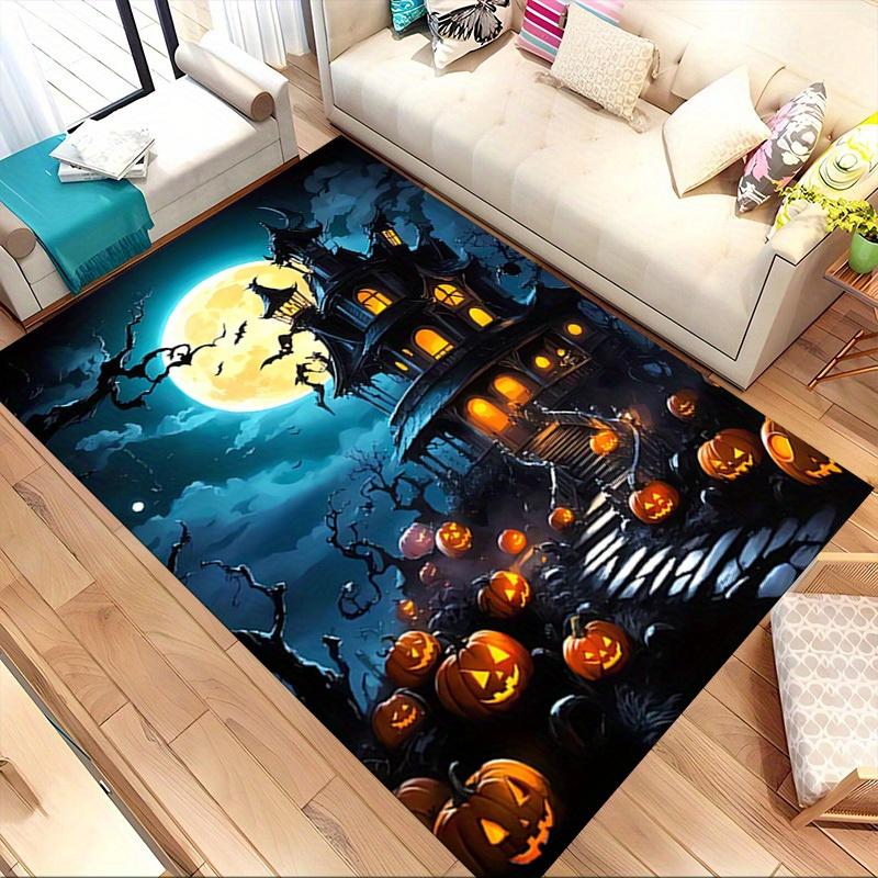 1pc Halloween HauntedHouse Themed Rug for Home Decor, Non-slip Office Carpet, Chair Mat, Outdoor Mat, Christmas and Halloween Gifts-0731082