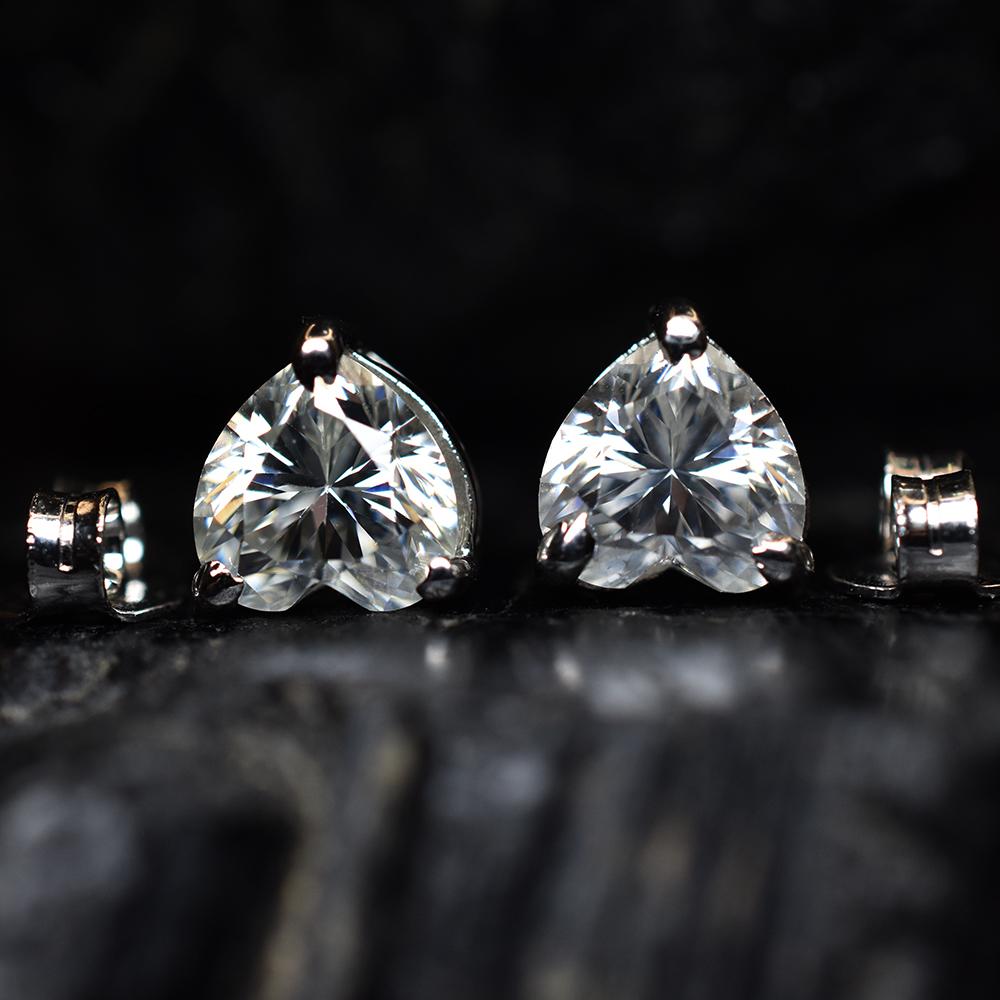 Perfect Heart Earring Pair 11 Ct CERTIFIED Synthetic White Moissanite Free Gift MY.ER-22-NS