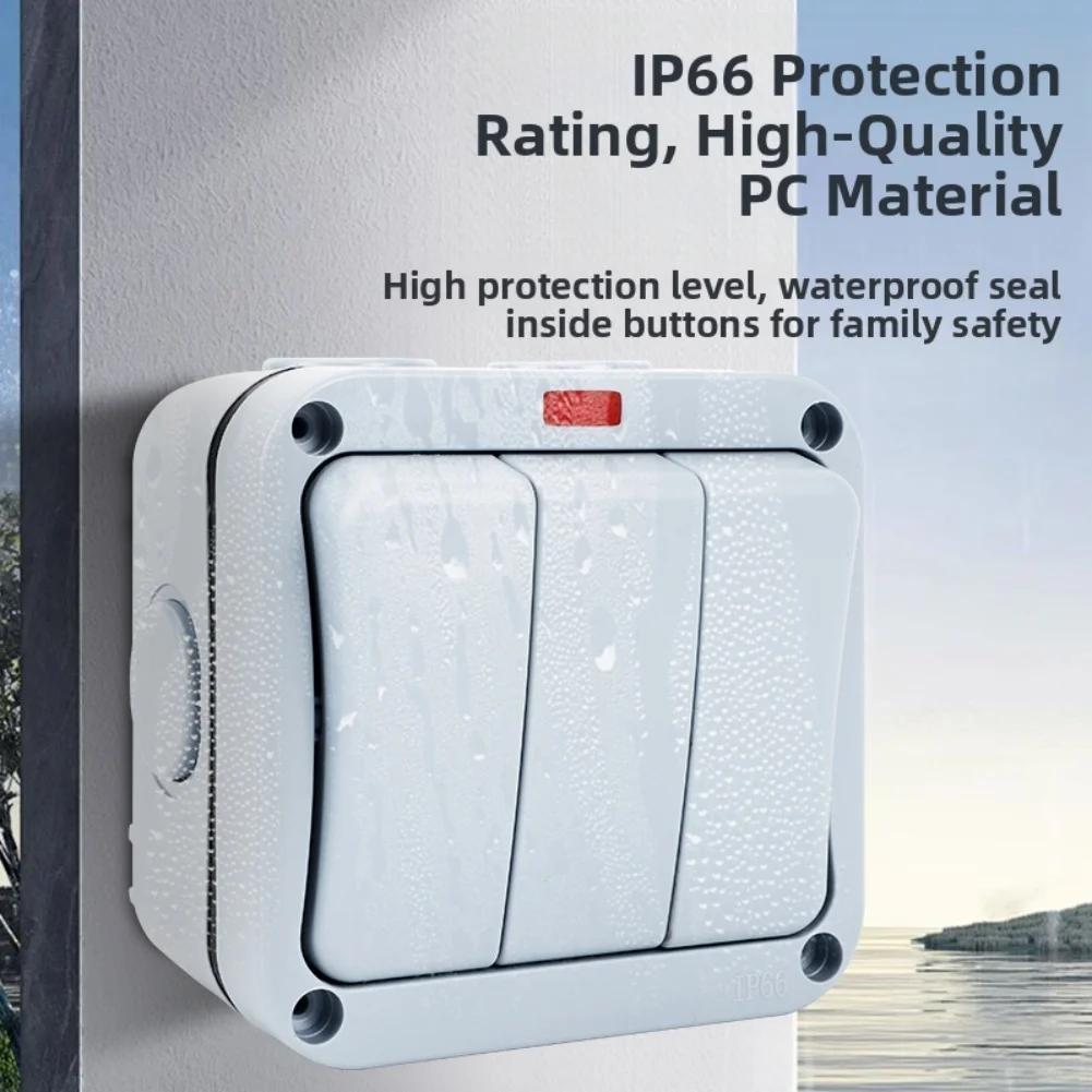 

Outdoor Switch IP66 Waterproof for 3 Devices Control Suitable for Garden Garage and Terrace Outdoor Lighting Applications