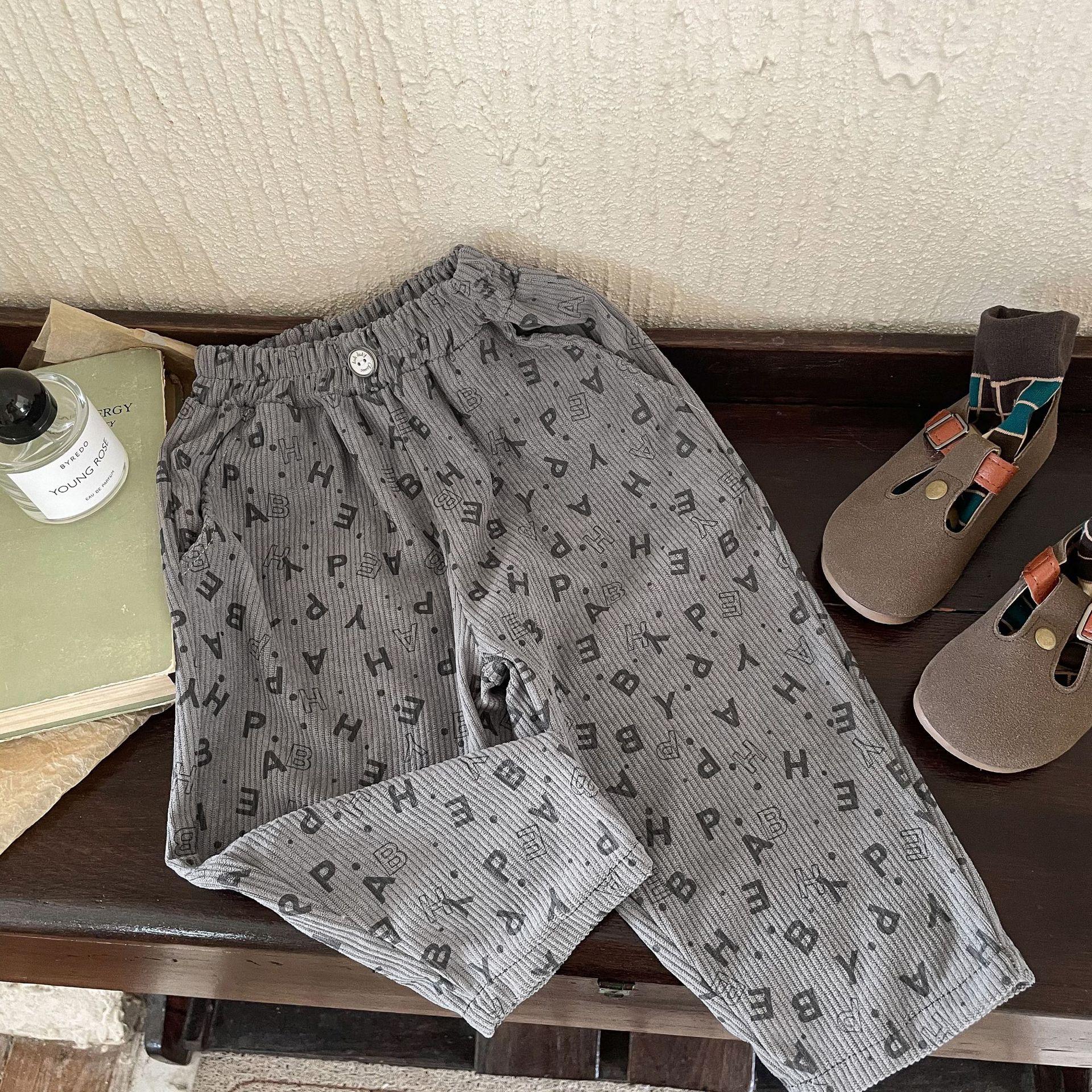 

Весенние и осенние детские брюки для мальчиков и девочек Вельветовые брюки Шаровары Брюки-морковки Детские брюки 80 серый