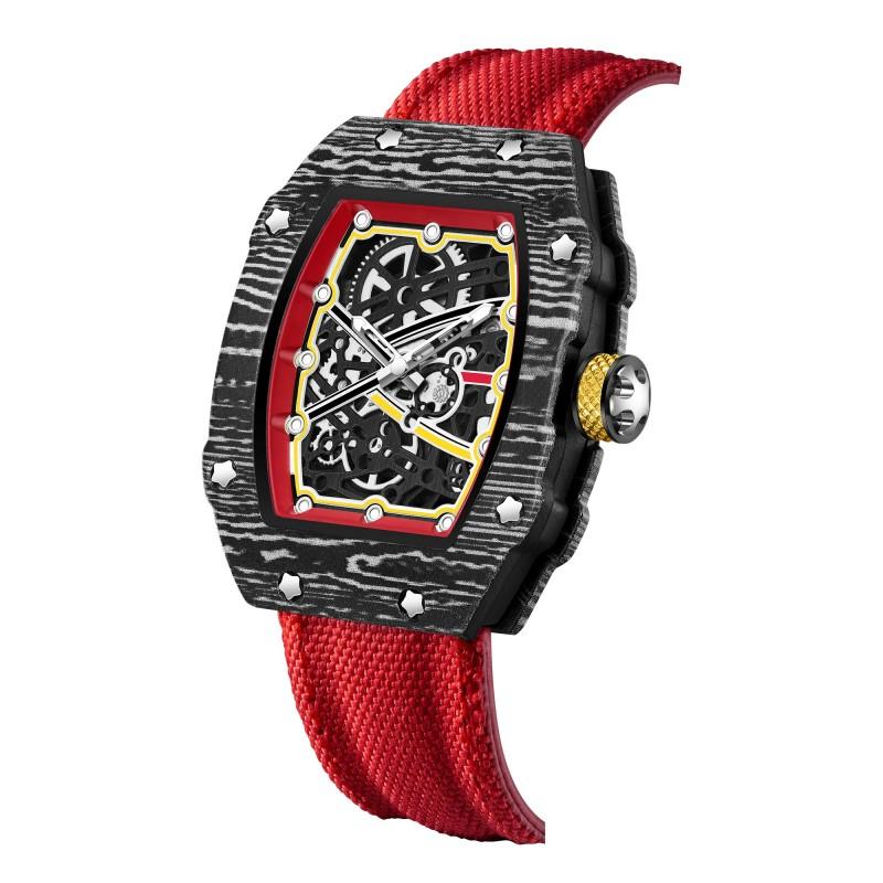 In Stock RM 6702 Slim Barrel Montre Homme Colorful Band Hollow 37.5mm Skeleton Dial Waterproof Sport Casual Quartz Wristwatch