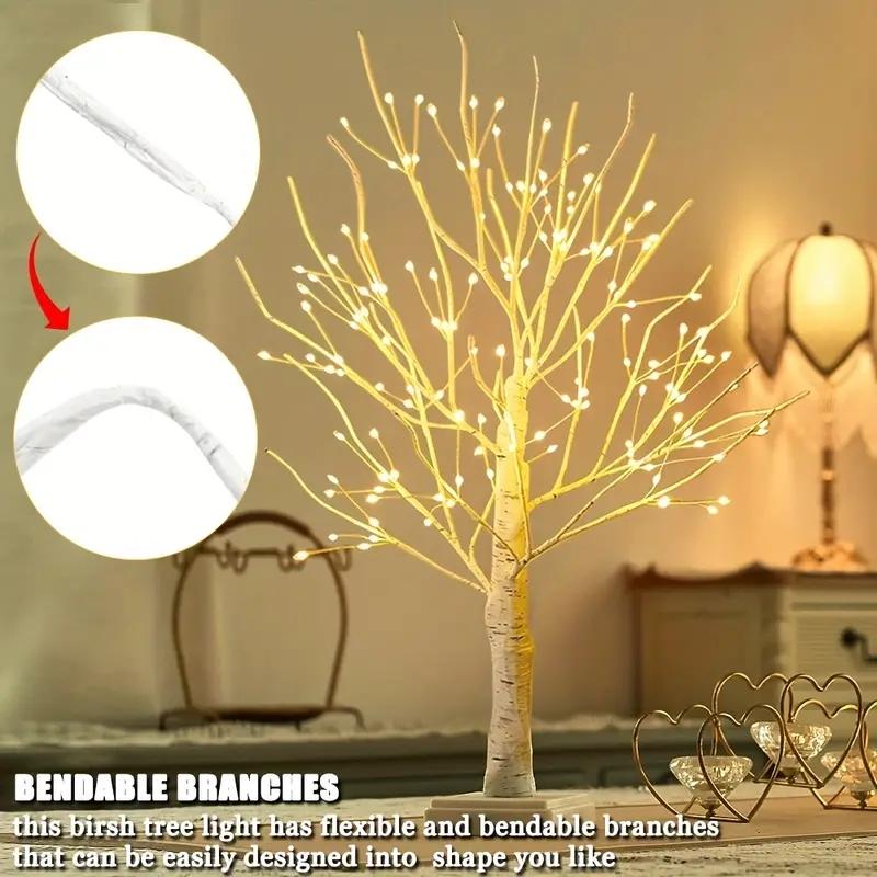 144 LED Birch Tree Light Warm White USB Battery Power Holiday Decorative Tree Christmas Halloween Easter Gift