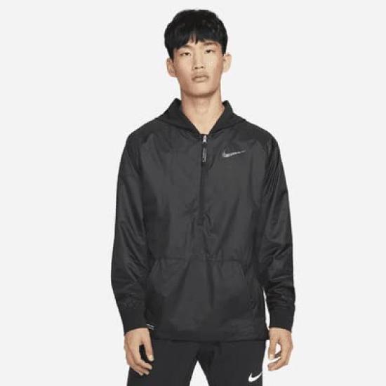 NIKE PRO Woven Training Size XL DM5537 Men's 1/2-Zip Mesh-Lined Hoodie, (176-185cm), Black,