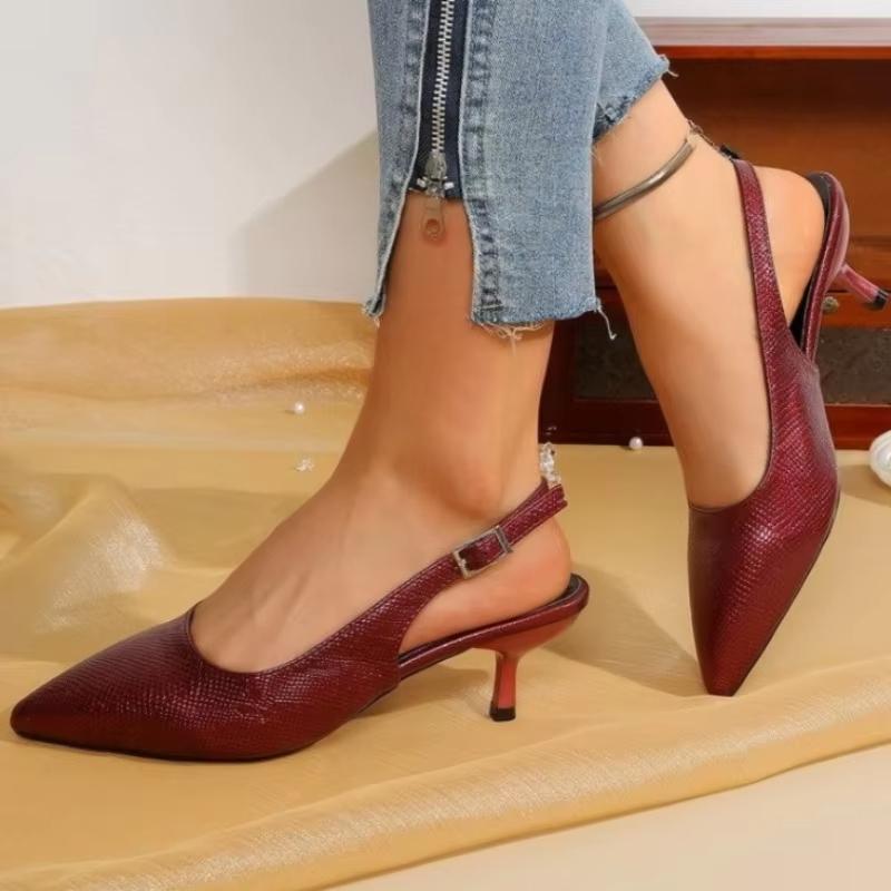Fashion Ladies Shoes 2025 Slingbacks Women's High Heels Fashion Thin Heels Shoes Sexy Pointed Toe Party Pumps Women Buckle Strap Sandals