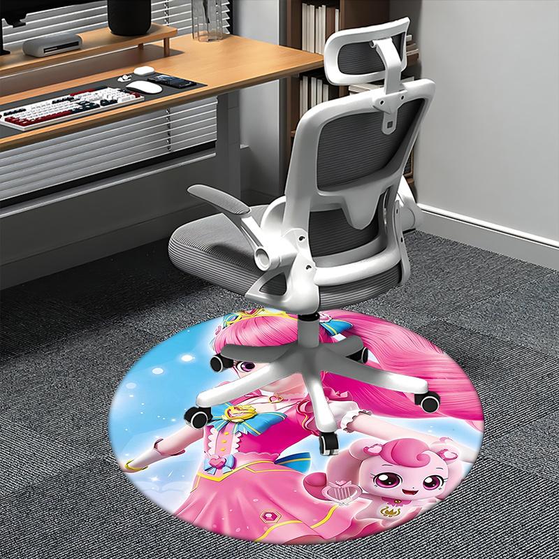 Princess Print,Pink Character Chair mat Round Rug Office carpet, Machine Washable, Non slip, Suitable for Living Rooms, Bedrooms 80cm