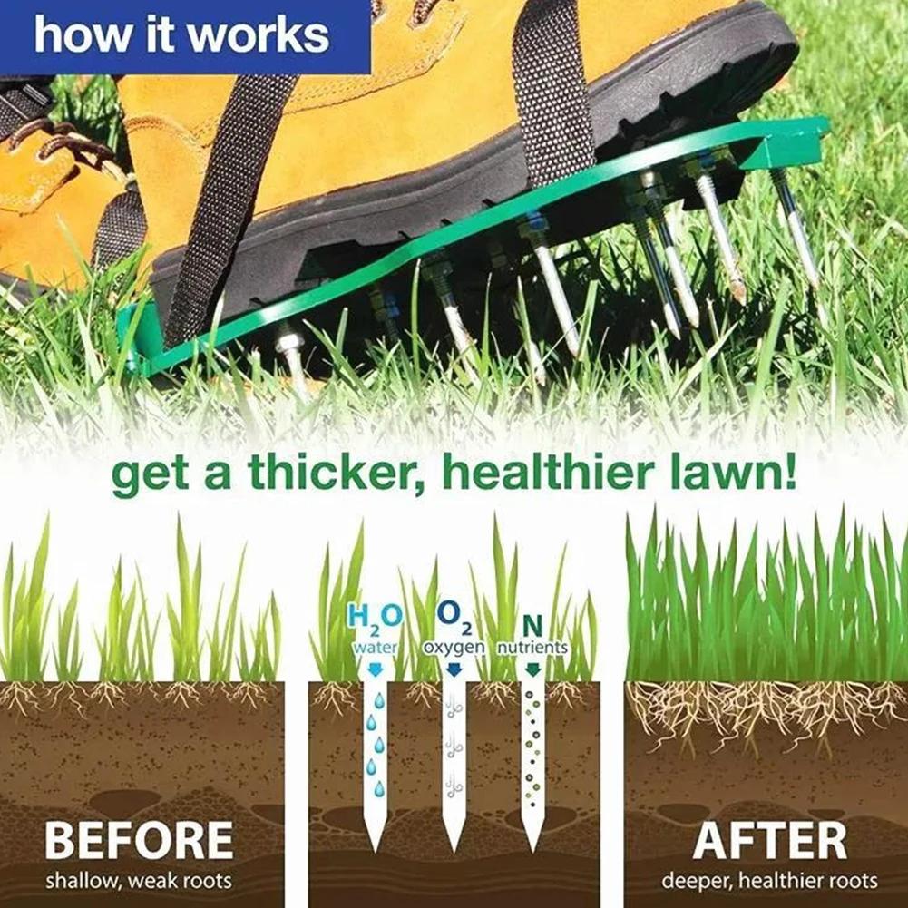 Garden Nail Shoes Grass Loose Soil Tool 5cm Long Nail Lawn Aerator Grass Spikes Shoes Self-Leveling Epoxy Yard Grass Cultivator