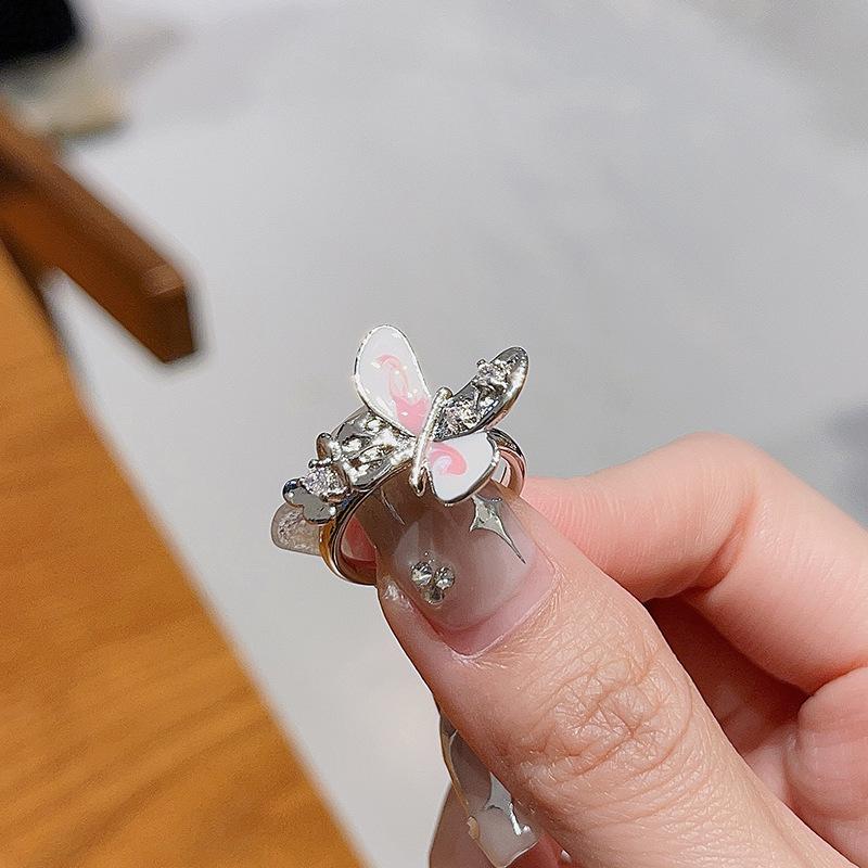 Nischendesign Schmetterling Emaille Offener Ring Sternenklarer Kalter Wind Fortgeschrittener Sinn Französische Mode Personalisierter Ring