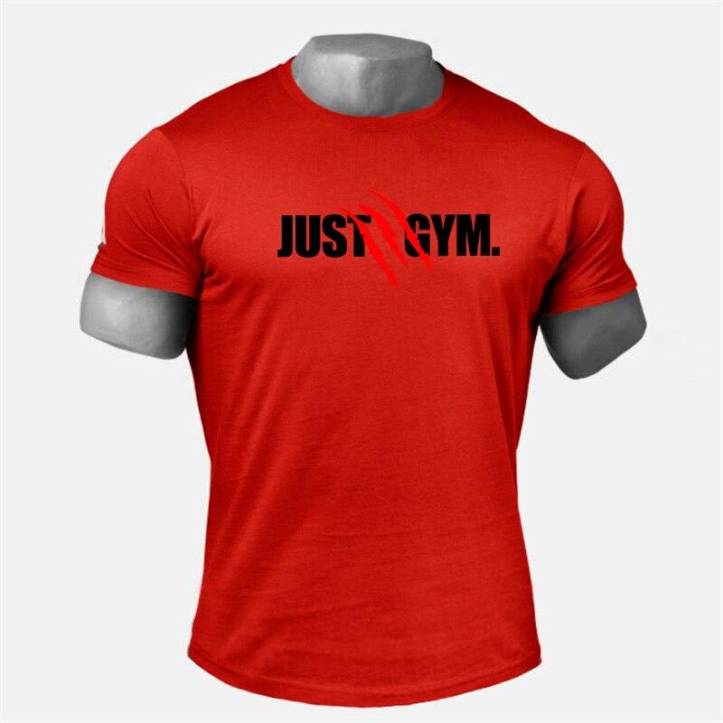 Muscleguys Fashionable and Handsome Letter Printing Sports T-shirt Training Fitness Leisure Short Sleeve