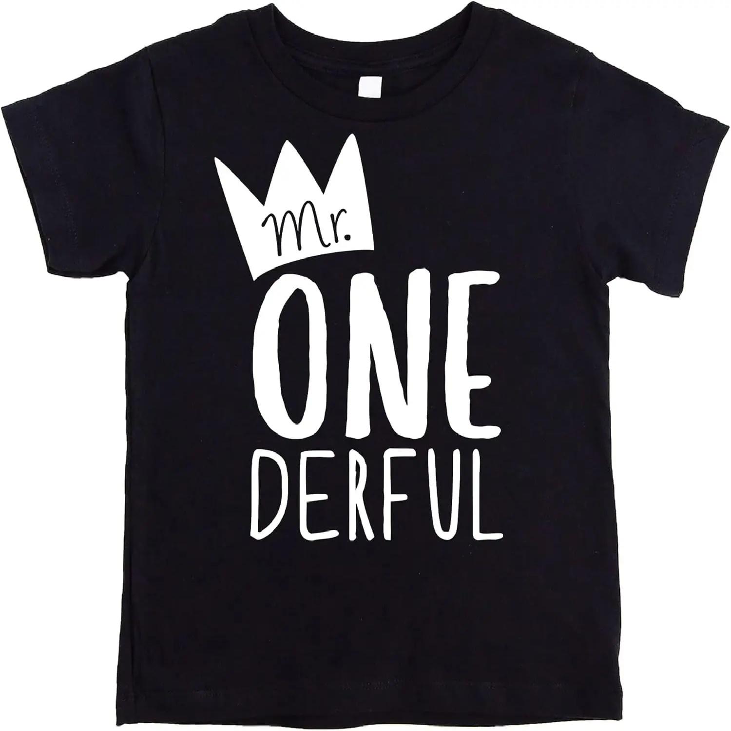Mr One-Derful Baseball Tee Shirt for Boys 1st Birthday Shirt S чёрный