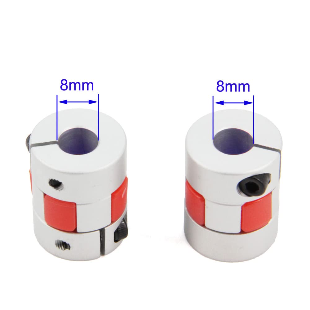8mm To 8mm Bore Aluminium Plum Flexible Shaft Coupling Servo Stepper Motor Jaw D20xL25 Connector Flexible Shaft Couplers for 3D Printer/CNC