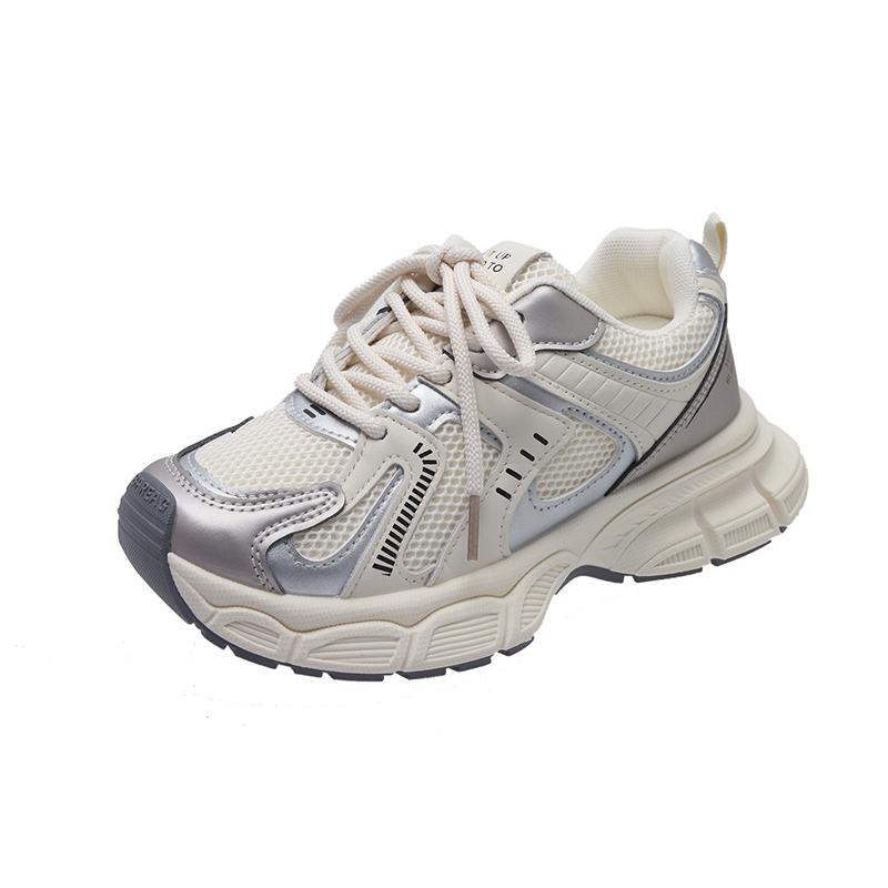 

Толстая подошва Increase Daddy Shoes Women Весна и осень Новые серебристые дышащие 100 с легкой спортивной повседневной женской обувью 35