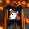 Ladies' Casual And Fashionable Halloween Printed Long Sleeved Hooded Warm Shirt Loose And Comfortable Hoodie