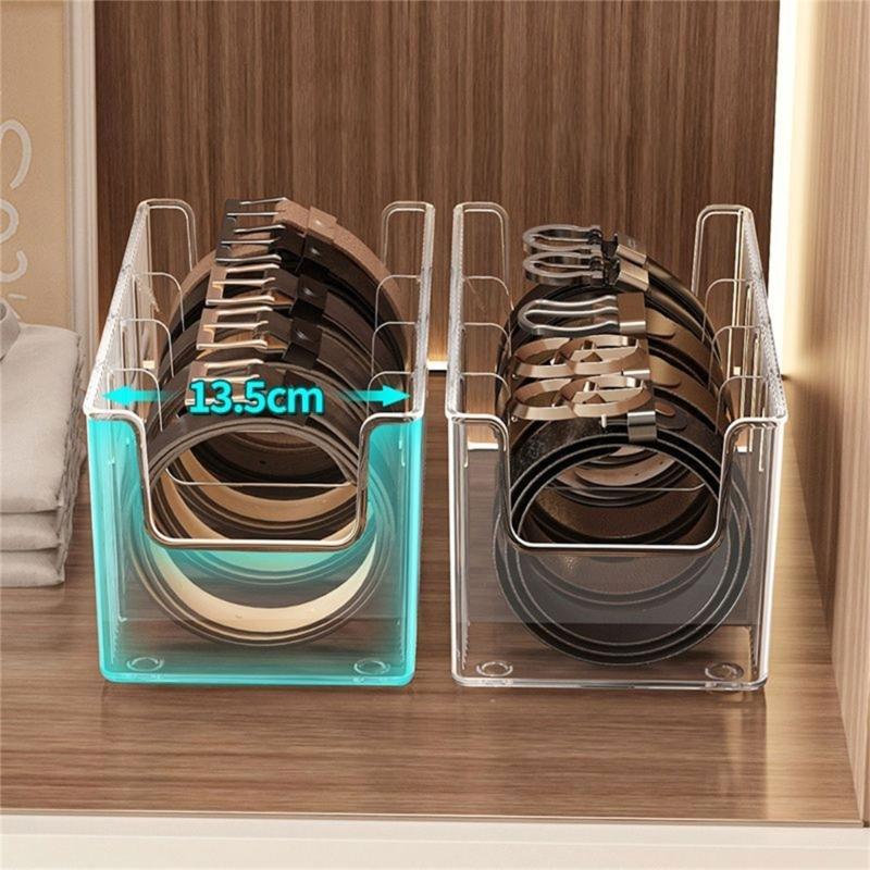 Transparent PET Belt Tie Holder With Multiple Compartments Home Storage Solution for Jewelry Home Accessories